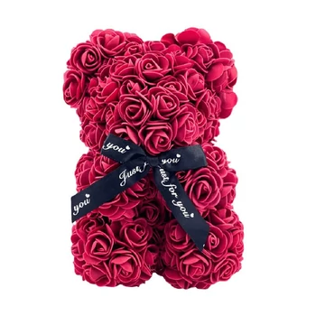 Rózsa maci - bordó + Ajándék táblával