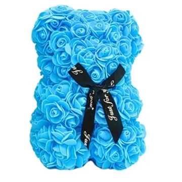 Rózsa maci - királykék 25 cm