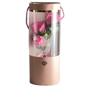 Szappanrózsák dobozban ledes 10x28 cm -Rózsaszín