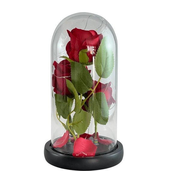 Bársony rózsák üvegbúrában