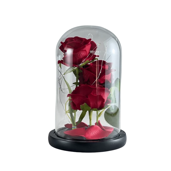 Bársony rózsák üvegbúrában