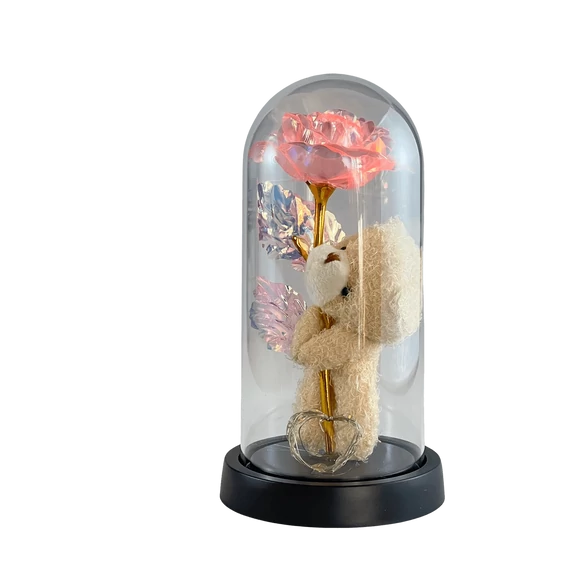 Maci fémrózsával üvegbúrában