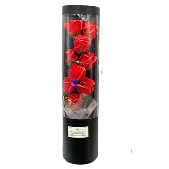 Szappanrózsák dobozban ledes 10x43 cm