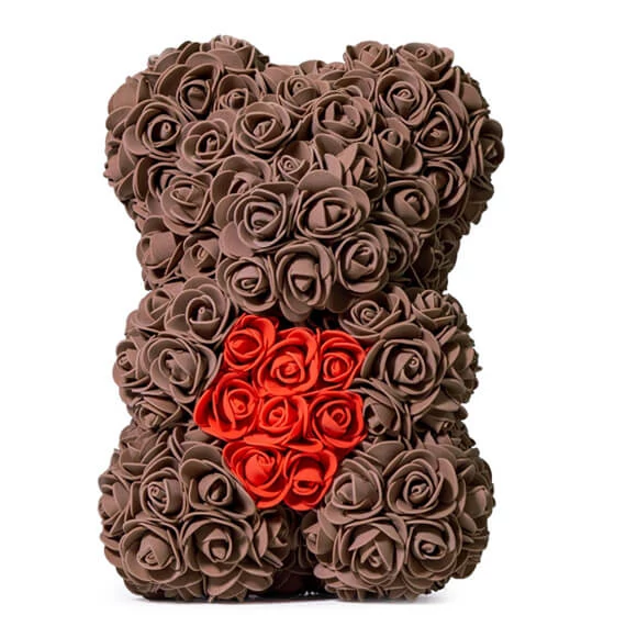 Rózsa maci - barna 25 cm